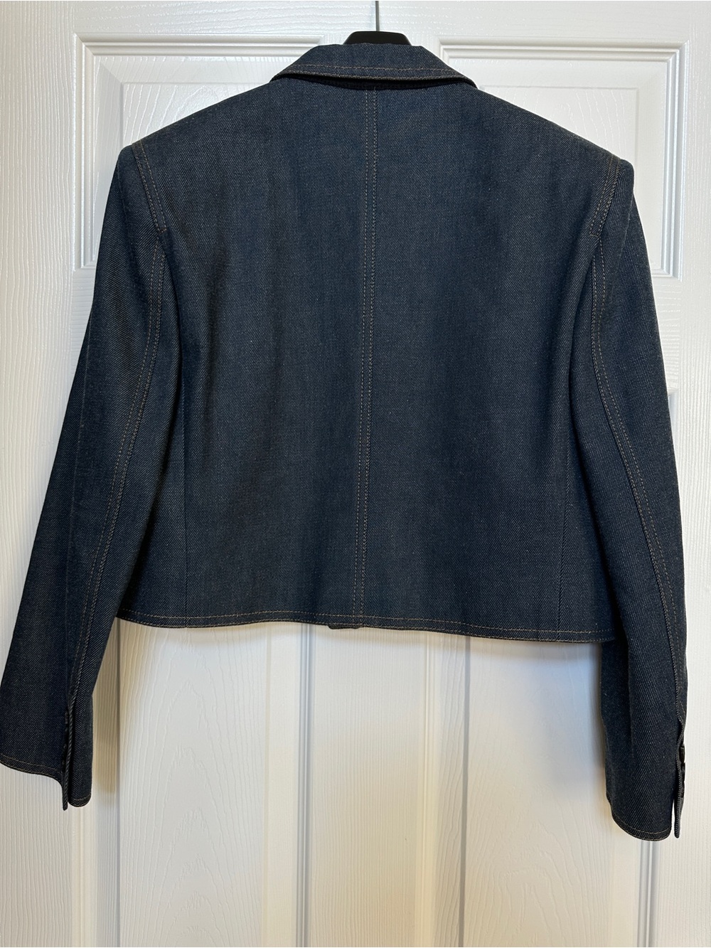Saint Laurent Dark Blue Cropped Denim Blazer - Picture 8 of 16